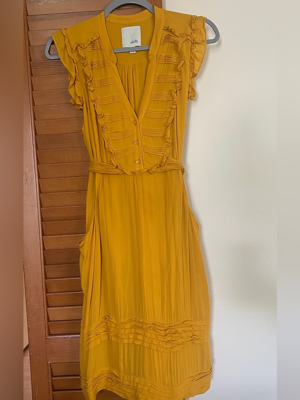 Anthropologie Odille All Seasons Shirtdress ruffled sleeves CUTE dress 6 Small